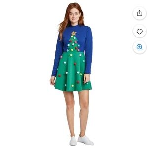 Women’s Christmas Tree Holiday Dress By Mighty Fine Size Large